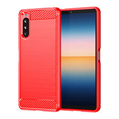 Coque Silicone Housse Etui Gel Line pour Sony Xperia 10 III Rouge
