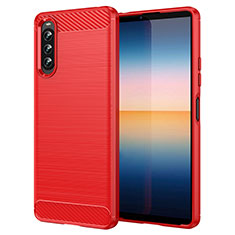 Coque Silicone Housse Etui Gel Line pour Sony Xperia 10 IV Rouge