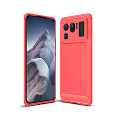 Coque Silicone Housse Etui Gel Line pour Xiaomi Mi 11 Ultra 5G Rouge