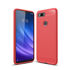 Coque Silicone Housse Etui Gel Line pour Xiaomi Mi 8 Lite Rouge