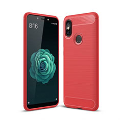 Coque Silicone Housse Etui Gel Line pour Xiaomi Mi A2 Rouge