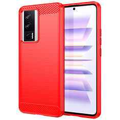 Coque Silicone Housse Etui Gel Line pour Xiaomi Poco F5 Pro 5G Rouge