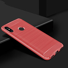 Coque Silicone Housse Etui Gel Line pour Xiaomi Redmi 6 Pro Rouge