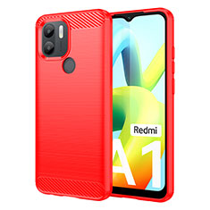 Coque Silicone Housse Etui Gel Line pour Xiaomi Redmi A1 Plus Rouge
