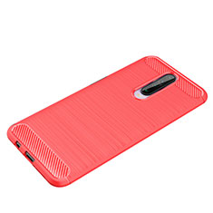 Coque Silicone Housse Etui Gel Line pour Xiaomi Redmi K30 4G Rouge