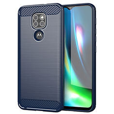 Coque Silicone Housse Etui Gel Line S01 pour Motorola Moto G9 Play Bleu