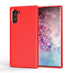 Coque Silicone Housse Etui Gel Line S01 pour Samsung Galaxy Note 10 5G Rouge