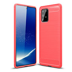 Coque Silicone Housse Etui Gel Line WL1 pour Samsung Galaxy A91 Rouge