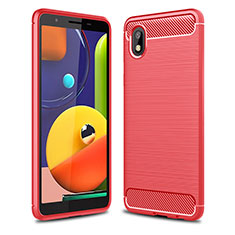 Coque Silicone Housse Etui Gel Line WL1 pour Samsung Galaxy M01 Core Rouge