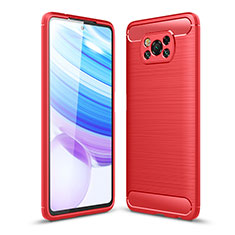 Coque Silicone Housse Etui Gel Line WL1 pour Xiaomi Poco X3 NFC Rouge