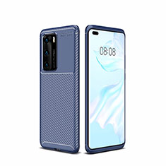 Coque Silicone Housse Etui Gel Serge pour Huawei P40 Bleu