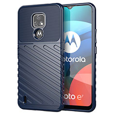Coque Silicone Housse Etui Gel Serge pour Motorola Moto E7 (2020) Bleu