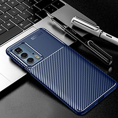 Coque Silicone Housse Etui Gel Serge pour Motorola Moto Edge 20 Pro 5G Bleu