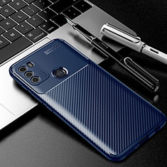 Coque Silicone Housse Etui Gel Serge pour Motorola Moto G50 Bleu