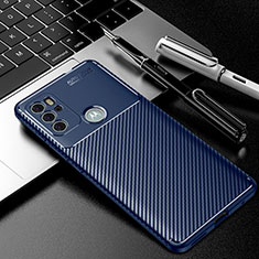 Coque Silicone Housse Etui Gel Serge pour Motorola Moto G60s Bleu