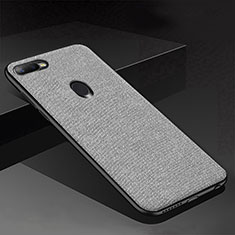 Coque Silicone Housse Etui Gel Serge pour Oppo A7 Gris