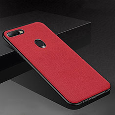 Coque Silicone Housse Etui Gel Serge pour Oppo A7 Rouge