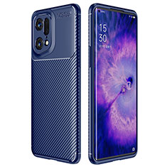 Coque Silicone Housse Etui Gel Serge pour Oppo Find X5 Pro 5G Bleu