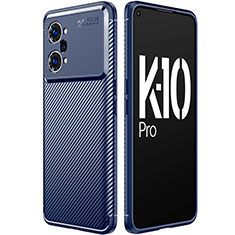 Coque Silicone Housse Etui Gel Serge pour Oppo K10 Pro 5G Bleu