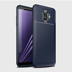 Coque Silicone Housse Etui Gel Serge pour Samsung Galaxy A6 (2018) Bleu