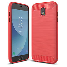Coque Silicone Housse Etui Gel Serge pour Samsung Galaxy J5 (2017) SM-J750F Rouge