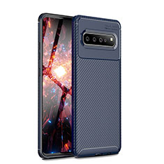 Coque Silicone Housse Etui Gel Serge pour Samsung Galaxy S10 5G SM-G977B Bleu
