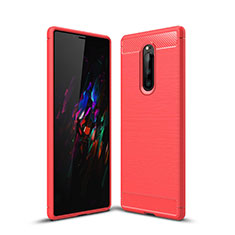 Coque Silicone Housse Etui Gel Serge pour Sony Xperia 1 Rouge