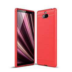 Coque Silicone Housse Etui Gel Serge pour Sony Xperia XA3 Rouge