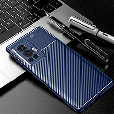 Coque Silicone Housse Etui Gel Serge pour Vivo X70 Pro 5G Bleu