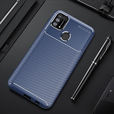 Coque Silicone Housse Etui Gel Serge T01 pour Samsung Galaxy M31 Bleu