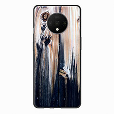 Coque Silicone Motif de Grain de Bois Souple Couleur Unie pour OnePlus 7T Colorful