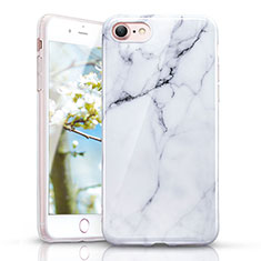 Coque Silicone Motif de Marbre Souple Couleur Unie pour Apple iPhone SE (2020) Blanc