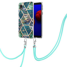 Coque Silicone Motif Fantaisie Souple Couleur Unie Etui Housse avec Laniere Strap Y01B pour Samsung Galaxy M01 Core Vert Nuit