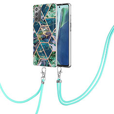 Coque Silicone Motif Fantaisie Souple Couleur Unie Etui Housse avec Laniere Strap Y01B pour Samsung Galaxy Note 20 5G Vert Nuit