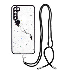 Coque Silicone Motif Fantaisie Souple Couleur Unie Etui Housse avec Laniere Strap Y01X pour Xiaomi Redmi Note 8 (2021) Noir
