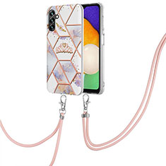 Coque Silicone Motif Fantaisie Souple Couleur Unie Etui Housse avec Laniere Strap Y02B pour Samsung Galaxy A13 5G Gris