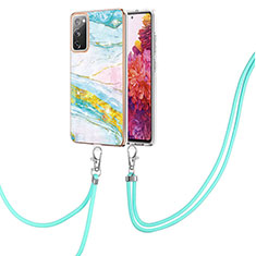 Coque Silicone Motif Fantaisie Souple Couleur Unie Etui Housse avec Laniere Strap Y05B pour Samsung Galaxy S20 FE 5G Colorful