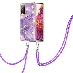 Coque Silicone Motif Fantaisie Souple Couleur Unie Etui Housse avec Laniere Strap Y05B pour Samsung Galaxy S20 Lite 5G Violet