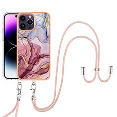 Coque Silicone Motif Fantaisie Souple Couleur Unie Etui Housse avec Laniere Strap Y07B pour Apple iPhone 13 Pro Max Mixte
