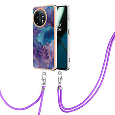 Coque Silicone Motif Fantaisie Souple Couleur Unie Etui Housse avec Laniere Strap Y07B pour OnePlus 11 5G Violet