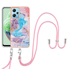 Coque Silicone Motif Fantaisie Souple Couleur Unie Etui Housse avec Laniere Strap YB3 pour Xiaomi Redmi Note 12 5G Bleu