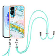 Coque Silicone Motif Fantaisie Souple Couleur Unie Etui Housse avec Laniere Strap YB5 pour Huawei Honor 90 Lite 5G Colorful