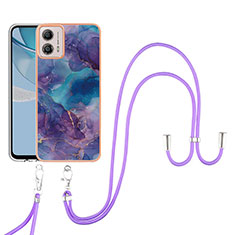 Coque Silicone Motif Fantaisie Souple Couleur Unie Etui Housse avec Laniere Strap YB7 pour Motorola Moto G53 5G Violet