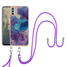 Coque Silicone Motif Fantaisie Souple Couleur Unie Etui Housse avec Laniere Strap YB7 pour Nokia C31 Violet