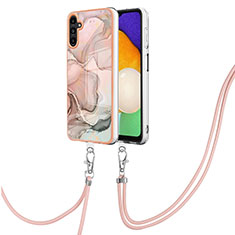 Coque Silicone Motif Fantaisie Souple Couleur Unie Etui Housse avec Laniere Strap YB7 pour Samsung Galaxy A04s Rose
