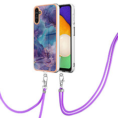 Coque Silicone Motif Fantaisie Souple Couleur Unie Etui Housse avec Laniere Strap YB7 pour Samsung Galaxy A13 5G Violet