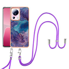 Coque Silicone Motif Fantaisie Souple Couleur Unie Etui Housse avec Laniere Strap YB7 pour Xiaomi Mi 13 Lite 5G Violet