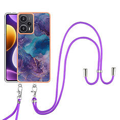 Coque Silicone Motif Fantaisie Souple Couleur Unie Etui Housse avec Laniere Strap YB7 pour Xiaomi Poco F5 5G Violet