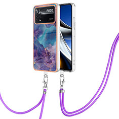 Coque Silicone Motif Fantaisie Souple Couleur Unie Etui Housse avec Laniere Strap YB7 pour Xiaomi Poco X4 Pro 5G Violet