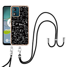 Coque Silicone Motif Fantaisie Souple Couleur Unie Etui Housse avec Laniere Strap YB8 pour Motorola Moto E13 Mixte